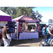 Шатер 3000х3000х2500 с четырехскатной крышей и рекламой