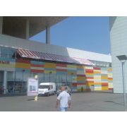 Каркасно-тентовый навес и шторы на ТРЦ Планета